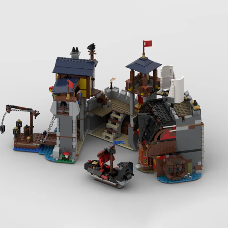 Modular City Moc Building Bricks Modular Castle Harbor And Pirate Tavern Technology Blocks Christmas DIY Toy Construction Gifts