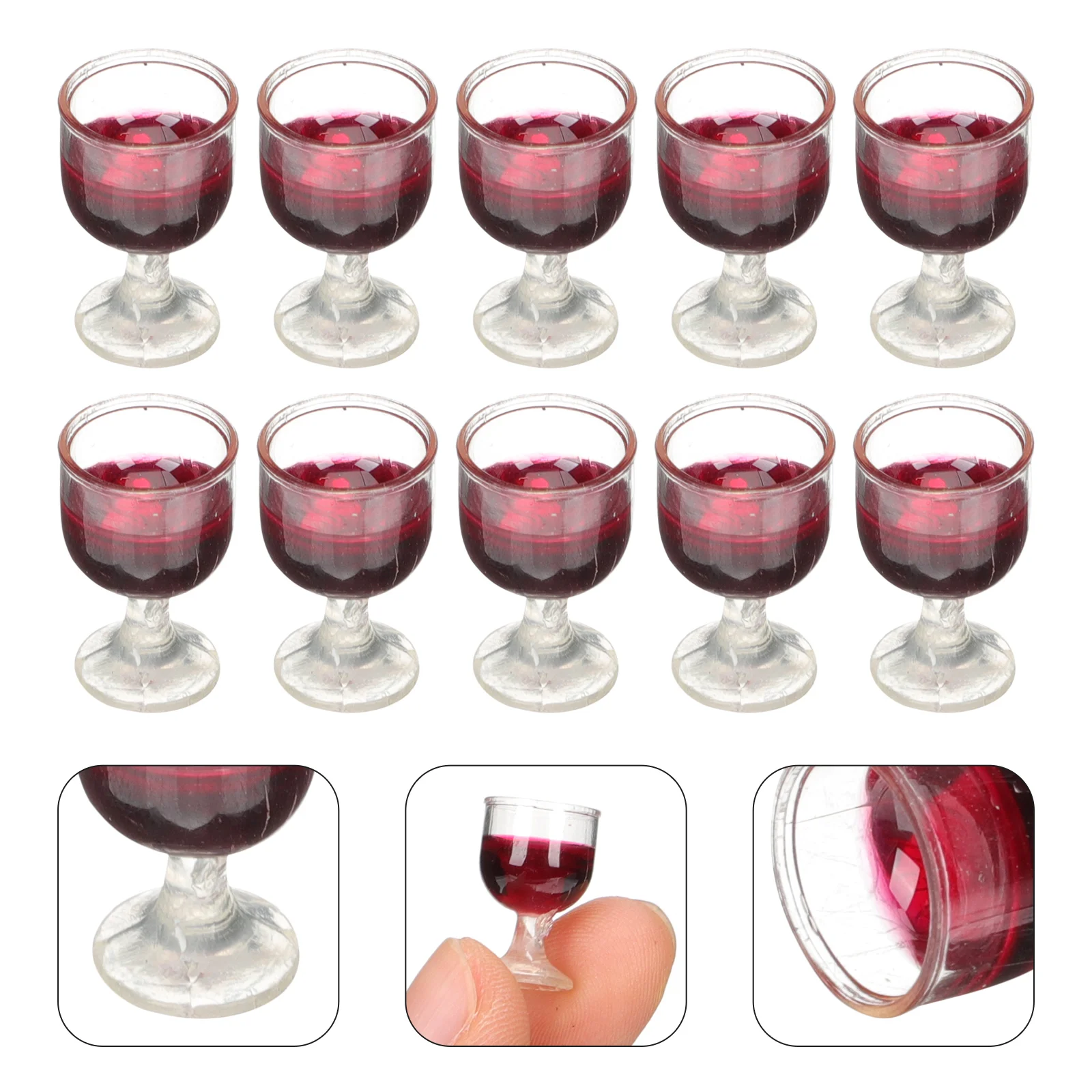 10 pezzi di vetro rosso per casa delle bambole in miniatura adornano micro oggetti di scena decorazione tazza da cocktail miniature in PVC Dolly