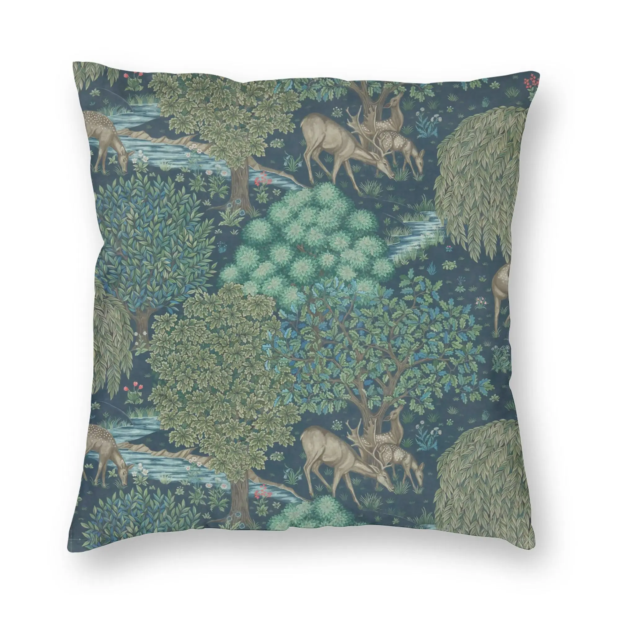 William Morris The Brook Pattern Dark Blue Pillow Case 40x40cm Decor Home  Modern Cushion Cover Velvet Pillowcase