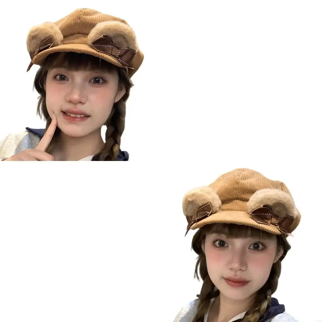 

Puppy Ear Dark Cabbie Hat Kitten Painter Hat for Photography Props