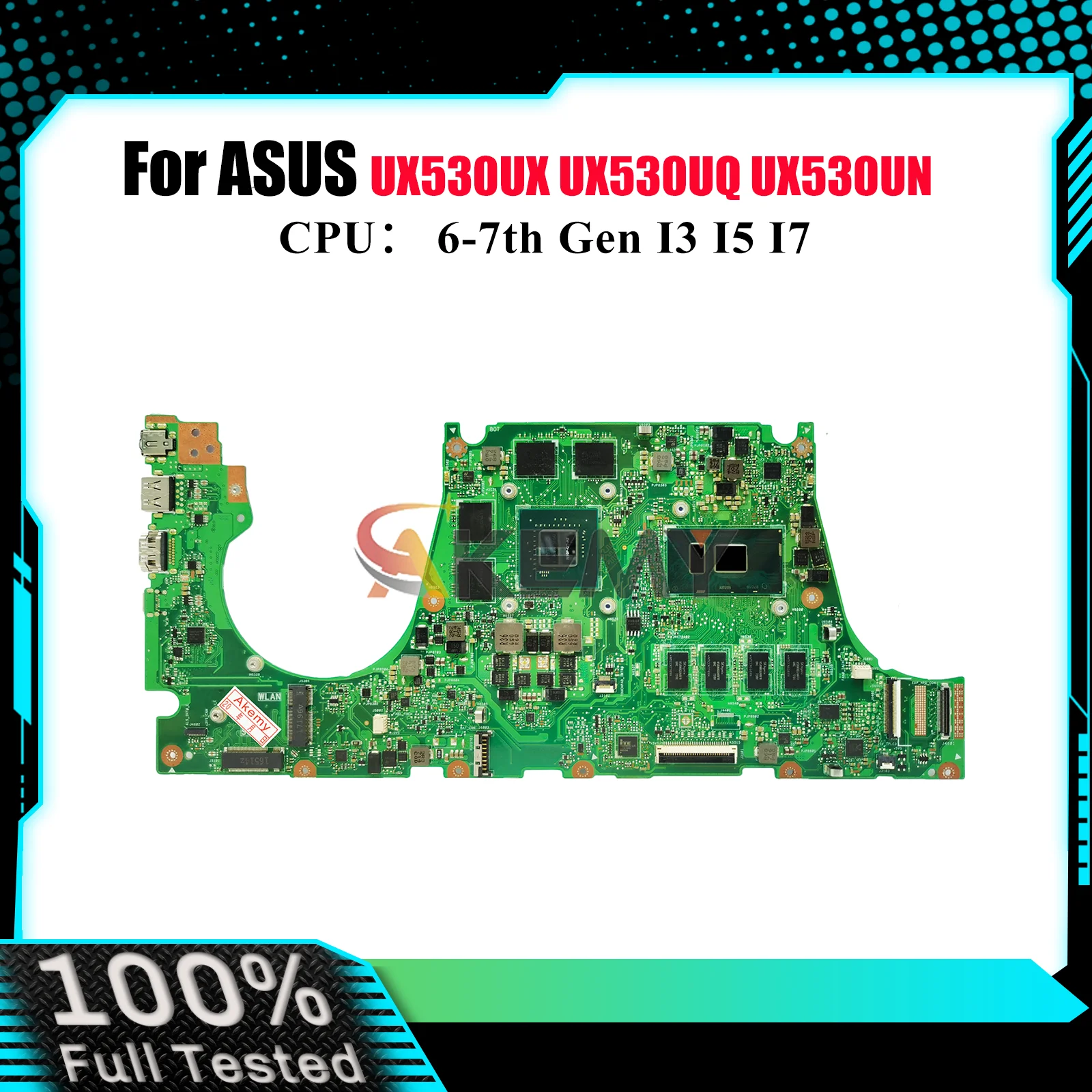 

UX530UQ Материнская плата для ноутбука ASUS ZenBook U5100U UX530UN UX530UR UX530UQ UX530UX UX530U RX530U BX530U Материнская плата I3 I5 I7 CPU