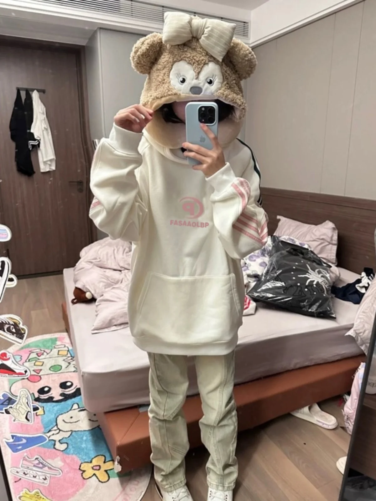 Feminino solto ajuste listrado moletom com capuz oulder inserção cor blo design primavera outono novo sle coreano commute sle