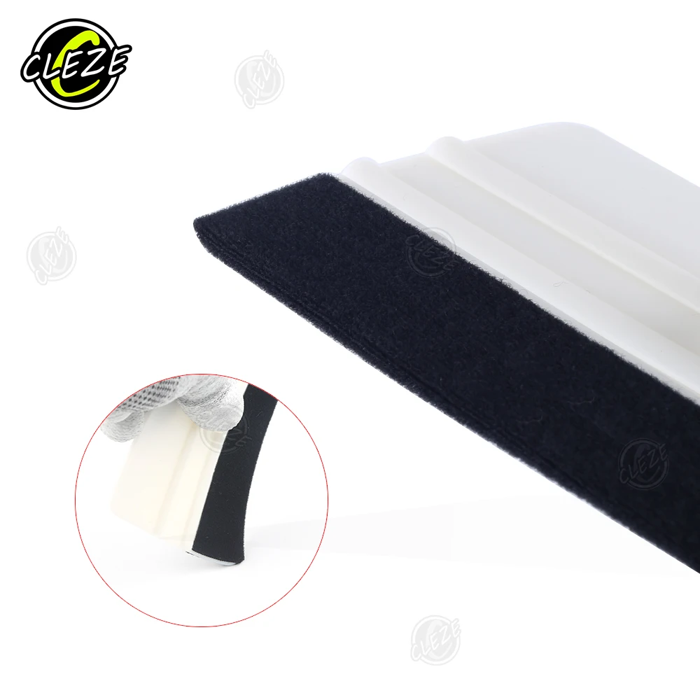 CLEZE White Plastic Squeegee with Felt Edge for Car Vinyl Wrap PPF Window Tint Film Installation Tool