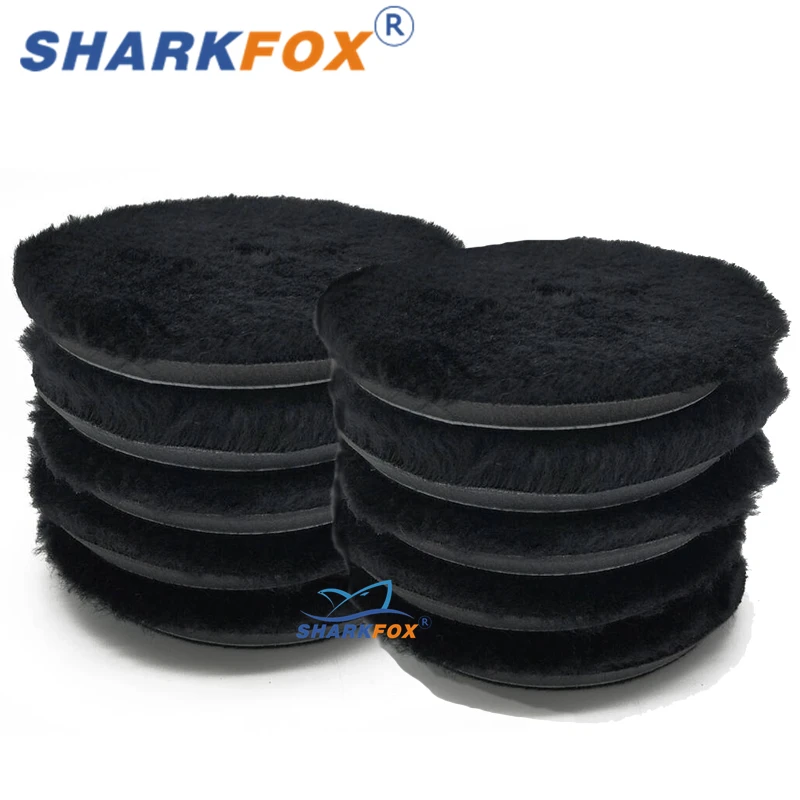 Sharkfox 5/6 Inches 10Pcs/Lot Wool Polish Pads Car Accessories Detailing Waxing Disc Polishing Wheel Body Scratch Removing Pad