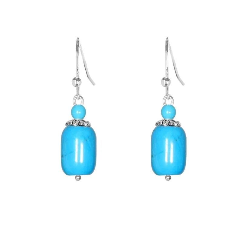 

Stabilized Turquoise Drop Earrings Necklace Jewelry Set for Girls Gift