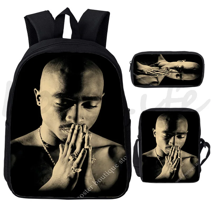 Tas punggung Tupac Legenda Desain mode tas sekolah anak laki-laki tas buku Pria tas buku remaja tas Travel Mochilas 3 buah/Set ransel