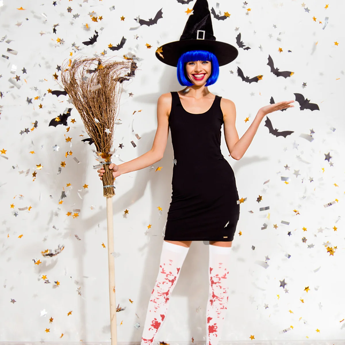 زوجان من جوارب الهالوين بتصميم دموي، جوارب طويلة خفيفة الوزن ومسامية، مثالية لحفلات الهالوين