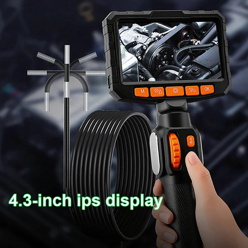 LCD 모니터 산업용 검사 카메라 360 관절형 내시경 1080P 6.0mm 4.3인치 자동차용 양방향 관절 포함