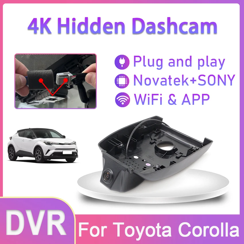 4K Dash Cam For Toyota Corolla E210 12th Gen(Hatch & Sedan)Altis 2018 2019 2020 2021 2022 Plug and play Car DVR Wifi UHD DashCam