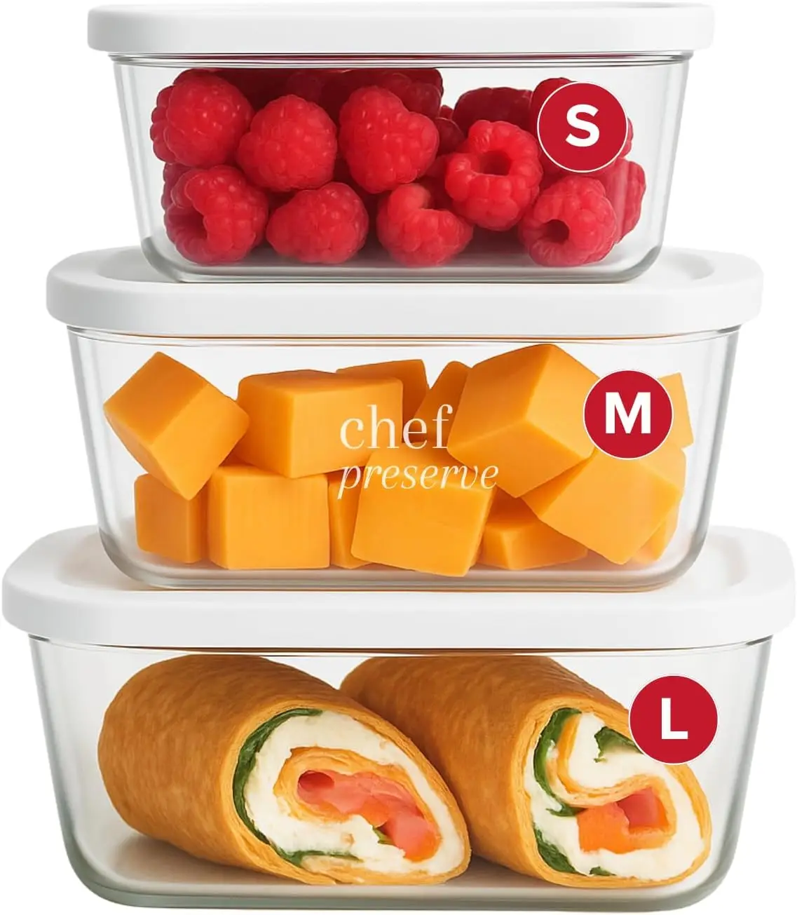 

Glass Vacuum Seal Containers Set for Food Storage, Works with Handheld Sealer, 3 Sizes Included