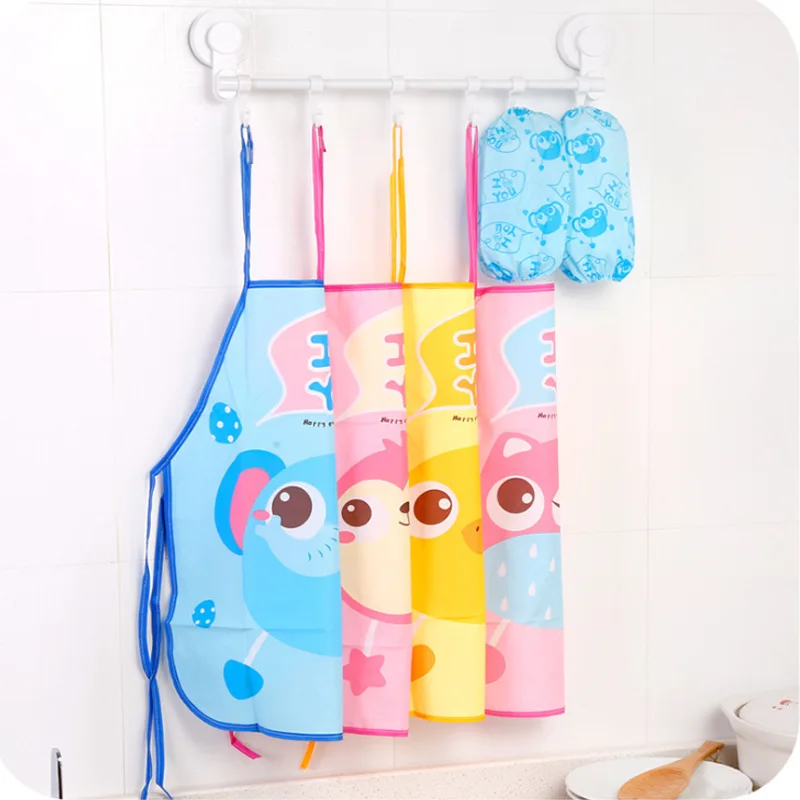 Children's Apron Sleeves Cartoon Waterproof Elinfant Painting Aprons Baby Eating Graffiti Art Style Bib Summer Supplies for Kids