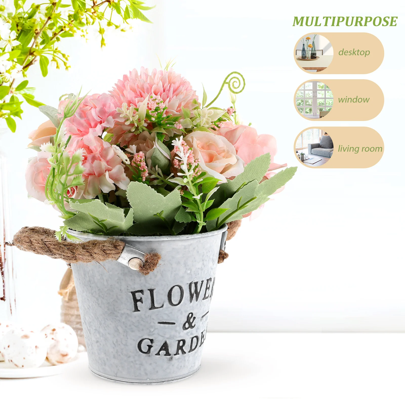 

Pink Simulated Hydrangea Pot Artificial Bonsai Desktop Decoration Lifelike Cement Resin Plant Ornament for Home Office