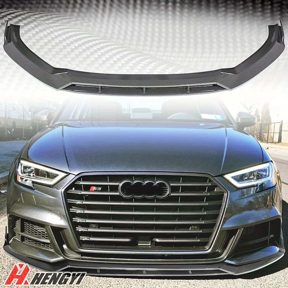 

Front Bumper Lip Splitter Carbon Fiber Look/Glossy Black For Audi A3 RS3 S3 8V S-line 2017 2018 2019