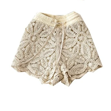 

Кружевные вязаные крючком полые вязаные шорты женские летние повседневные пляжные шорты