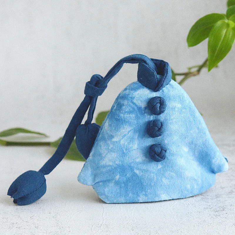 Hand‑made Frog‑button Tie‑dye Keychain, Chinese‑style Fabric Mini‑coat Pendant for Bag Decoration