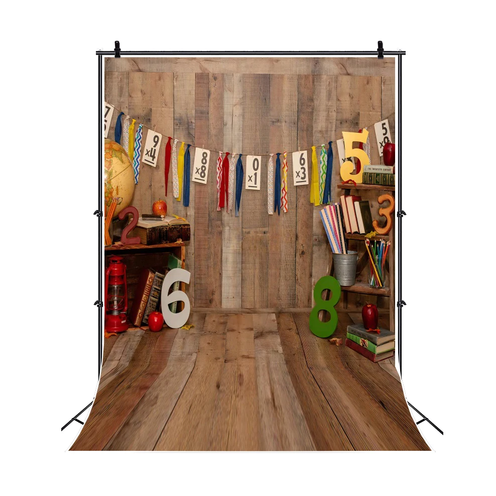 Back to School Wooden Board Bookshelf Portrait Backdrops Library Study Room Decor Photocall Photography Background Photo Studio