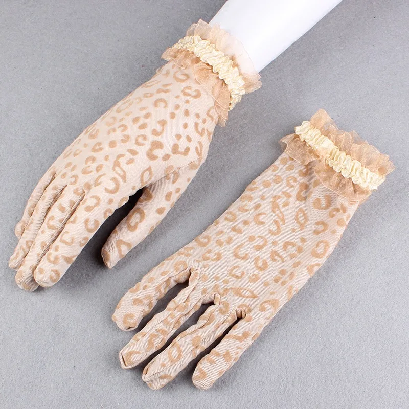 Party Sexy Women's High Quality Leopard Lace Gloves Summer Sunscreen Gloves Ceremony Women's Gloves Breathable Short Gloves