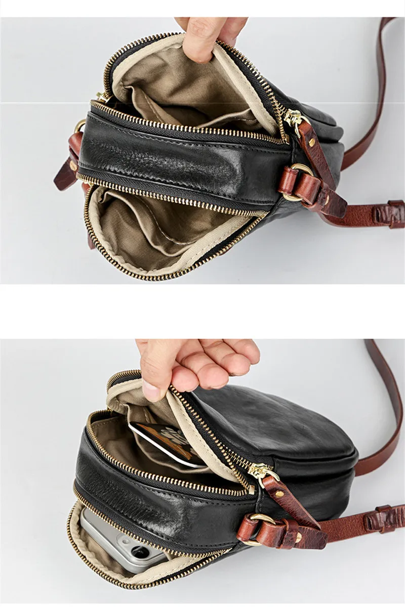 PNDME Einfache, lässige, hochwertige, natürliche Echtleder-Handytasche für Herren, leichte, beliebte Schulter-Umhängetasche – Detail 14