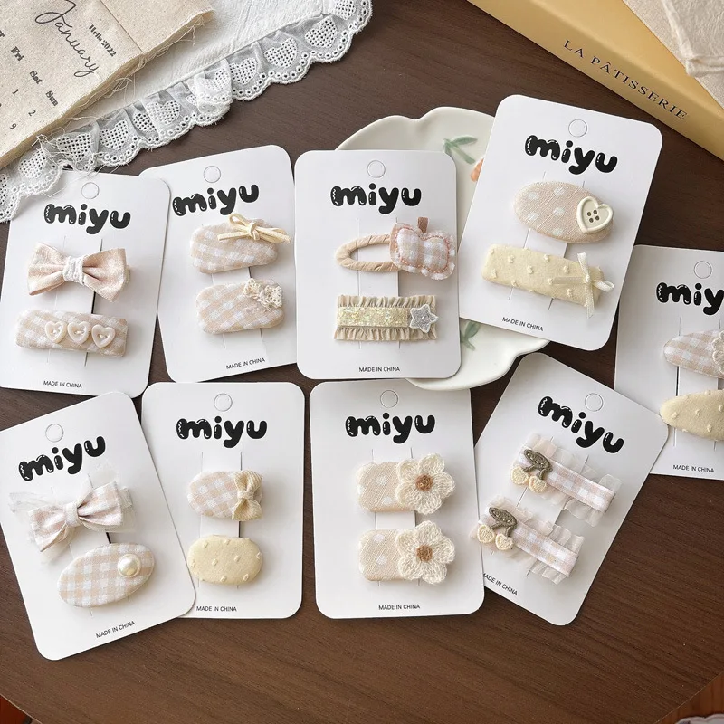 

Бежевые заколки для волос в клетку с бантом, милые универсальные заколки для челки, заколки-невидимки для девочек, элегантные повседневные модные аксессуары для волос