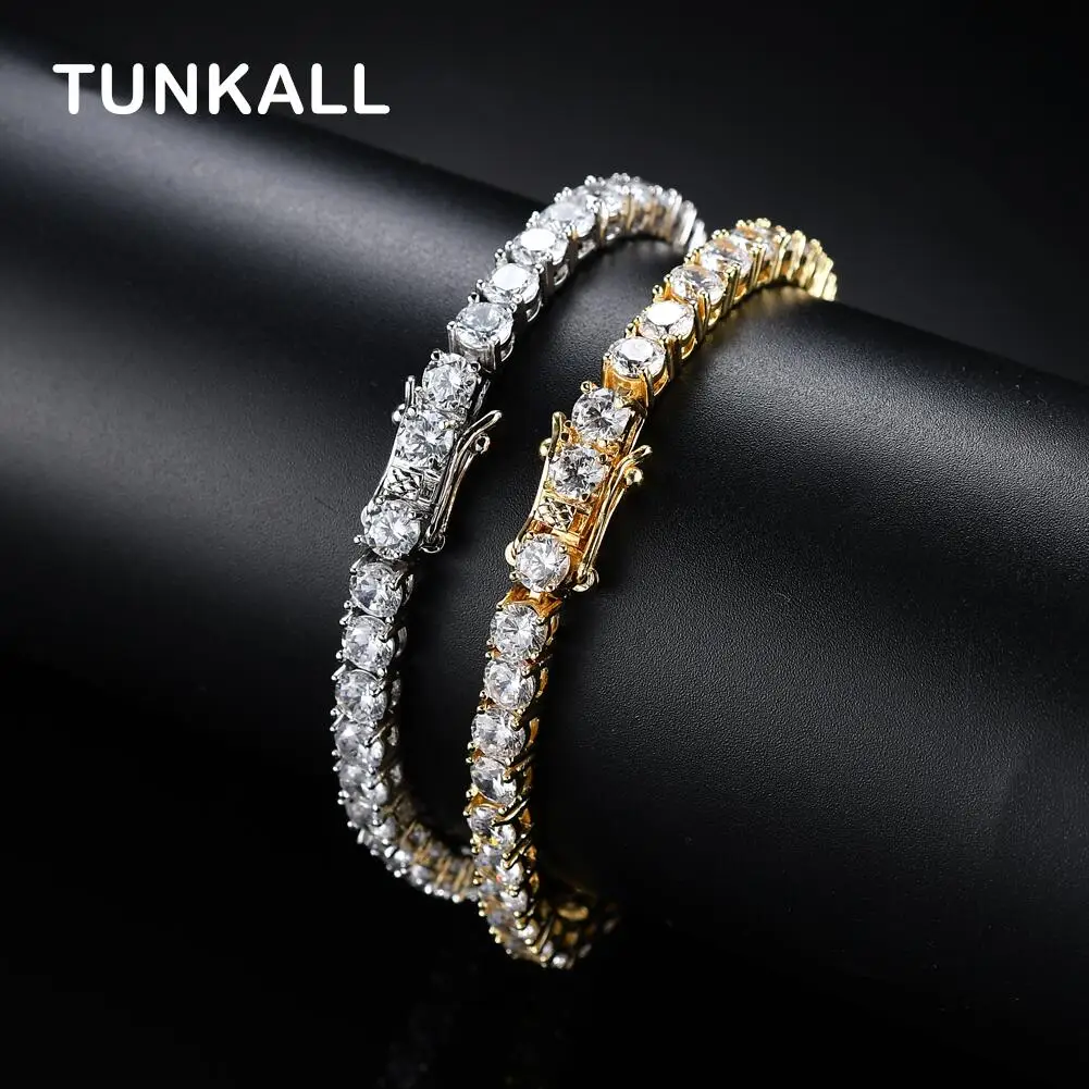 Brass Tennis Bracelet  AAA CZ Bling Bling 3mm 4mm 5mm 1 Row Cubic Zirconia Bracelet For Men And Women Iced Out Jewelry BB019