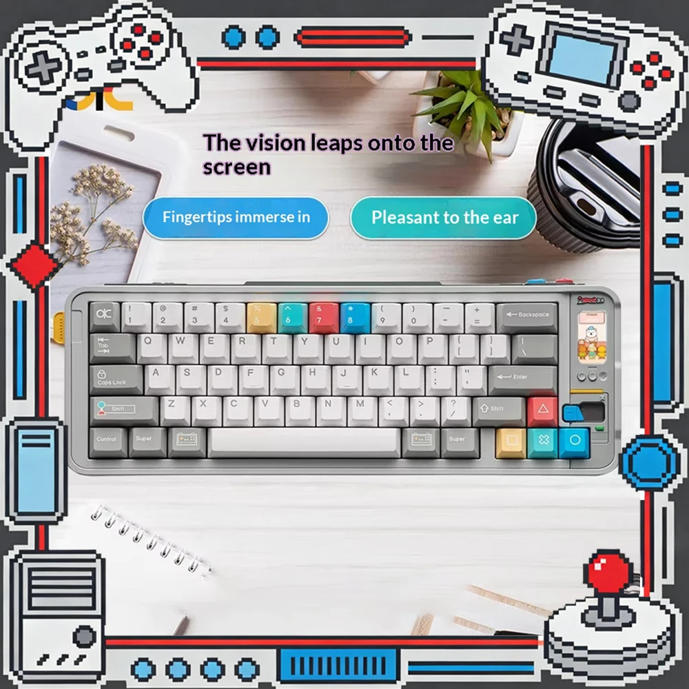 TickType QK65MK3 Gaming Keyboard Gasket Structure Multifunctional Interactive Color Screen Wireless Keyboard Adapting Bluetooth