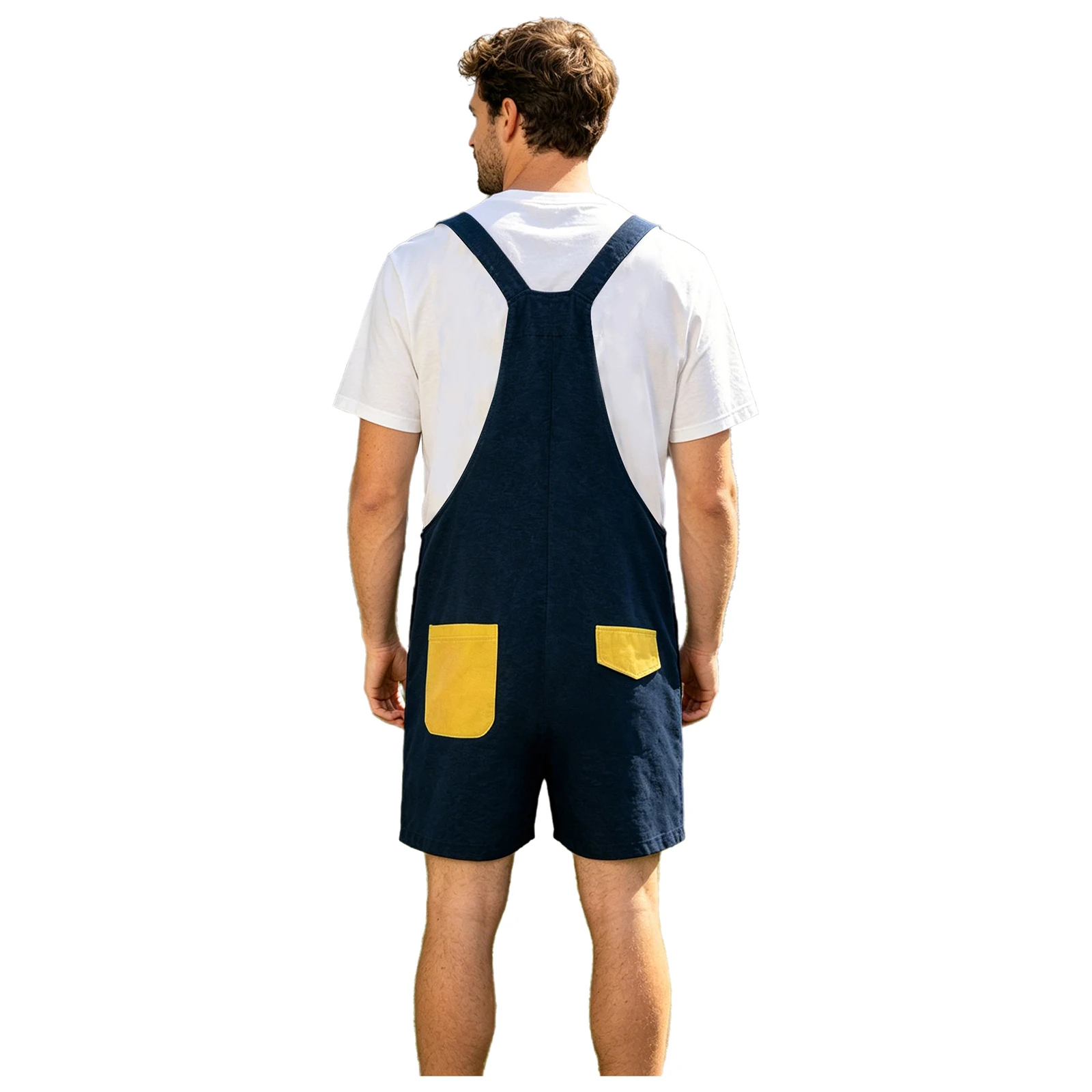Men Casual Cartoon Dinosaur Printed Overalls Lingerie Pajamas Color Block Pockets Adjustable Straps Bib Shorts Rompers Sleepwear