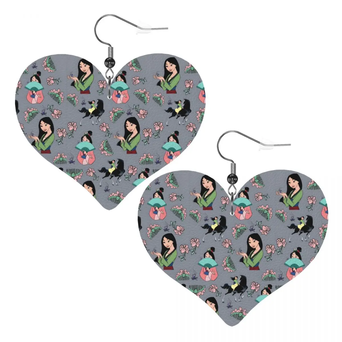 

Custom Mulan Princess Dangle Drop Earrings Leather Earrings for Women Fashion For Valentine's Day