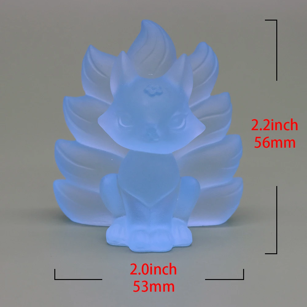Liuli Crystal Hand Carved Lucky Figurine, Nine-Tailed Fox Statue, Lucky Amulet, Glass Craft, Home Decoration Gift, 2.2\