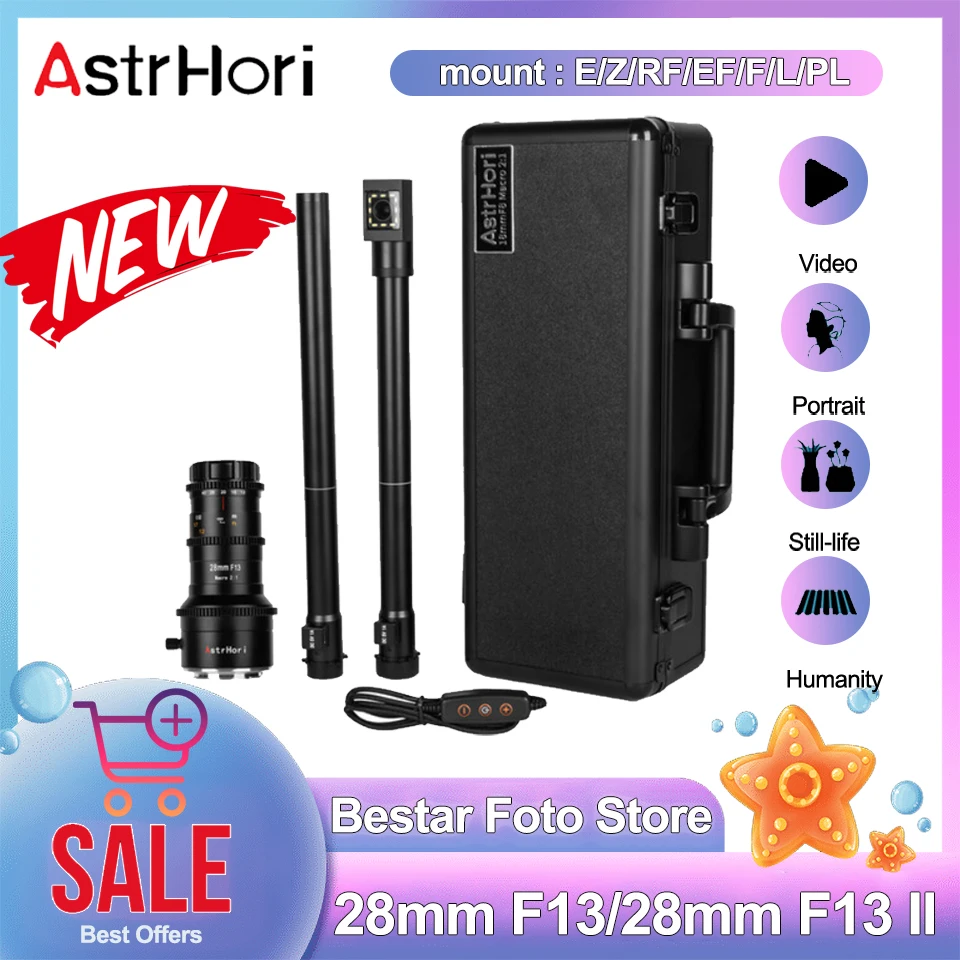 

AstrHori 28mm F13/28mm F13 II Macro Probe Lens Full Frame Specialty Macro 2X Waterproof Rotating /Direct Version Available