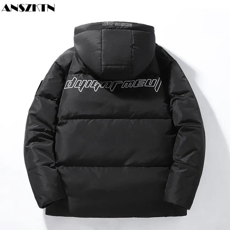 ANSZKTN Men Winter warm thick  women couple puffer padded cropped hooded snowy mountain gradient coat down jacket for men