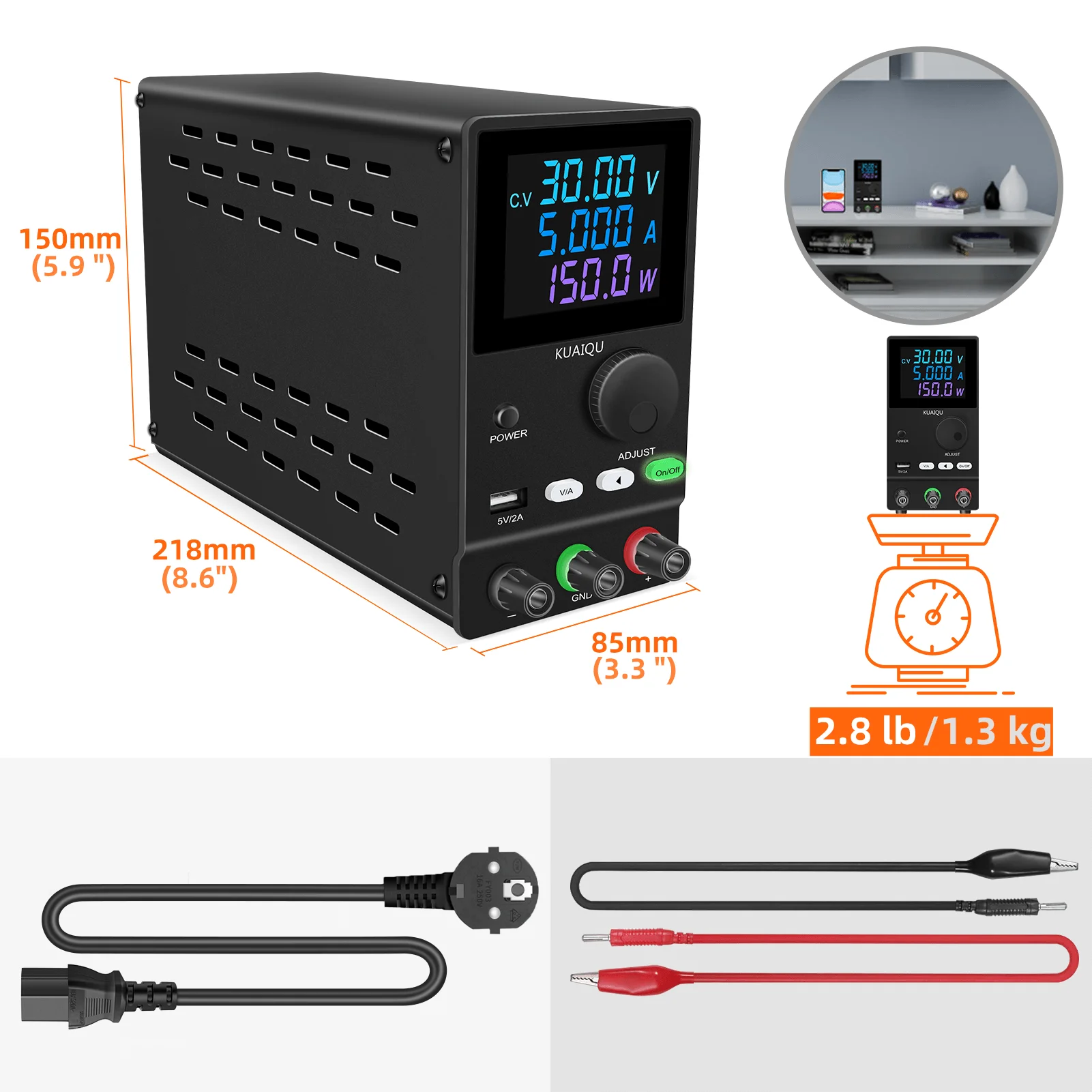 NICE-POWER SPPS-A305D DC Power Supply 30V 5A 150W with Precision Knob ON/OFF Protection LCD Colour Display for Phone Repair