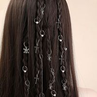 13pcs Cross&Skull Decor Hair Ring,Dreadlocks Beads Hair Braid Rings Clips Dread Locks Hair Braiding Cuffs Decoration/Accessories