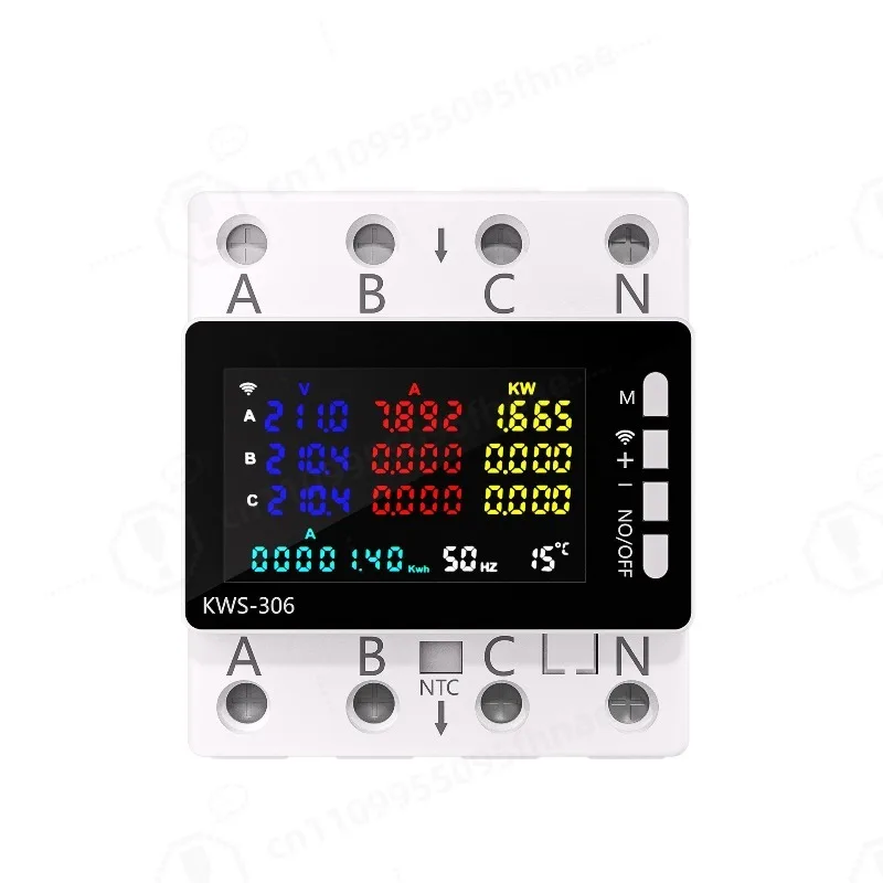 WIFI 3 Phase Four Wire Rail Energy Meter, Over & Under Voltage, Phase Loss Protection, Multifunctional Power Monitoring Switch