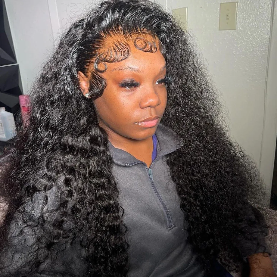 Pelucas de cabello humano de onda profunda 100% 13x6 peluca con malla Frontal HD 30 38 pulgadas peluca de encaje humano rizado brasileño para mujeres peluca Frontal de onda de agua