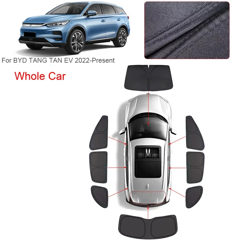 

Car Black Anti-UV Window Privacy Sunshade For BYD TANG TAN EV 2022-Present Heat Insulation Protect Cover Interior Accessory