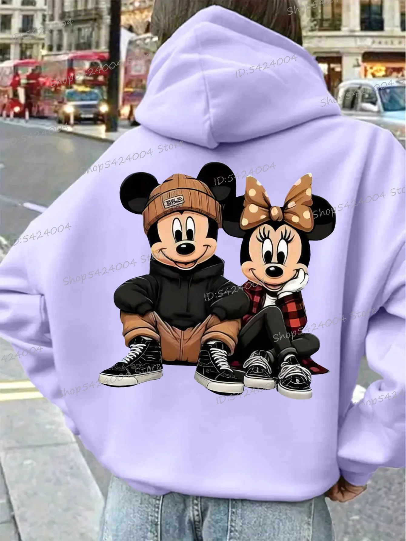 ميكي ميني ماوس زوجين مطابقة هوديي الكرتون ميكي ماوس الرسم الشارع الشهير الشتاء مقنعين للنساء الرجال هدية الكريسماس #3