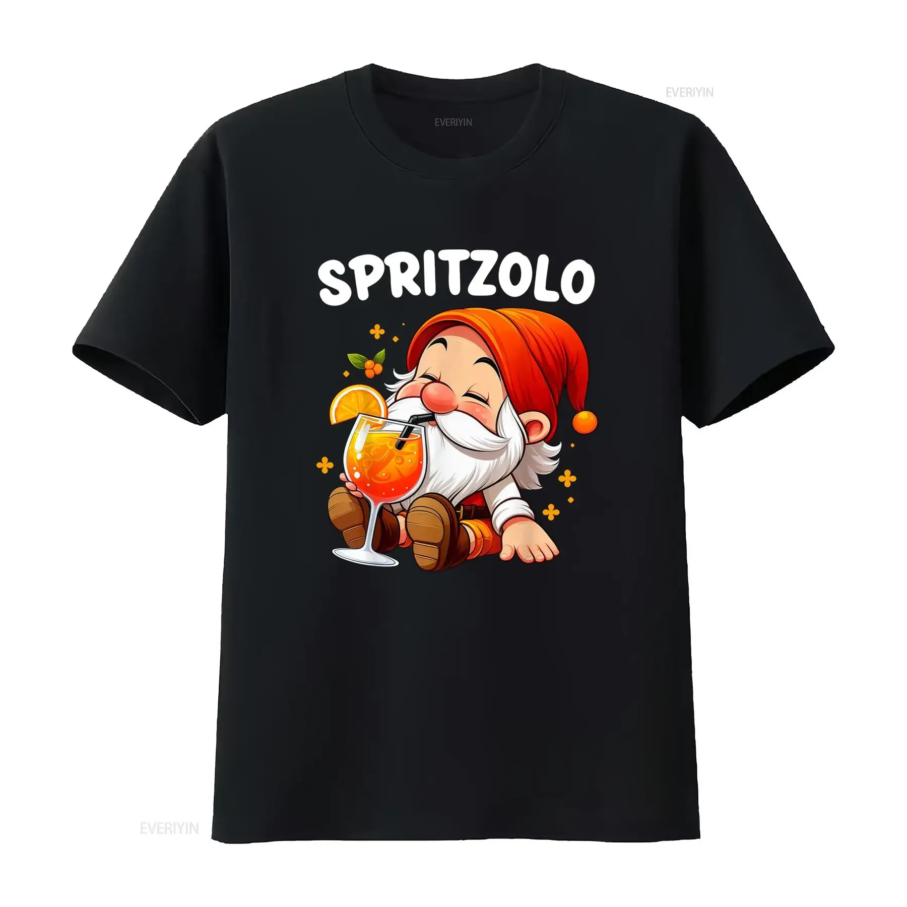 T shirt da uomo Spritzolo Nano con scritta divertente Spritz Aperitif Stampa sul retro logo vestibilità ampia stile vintage