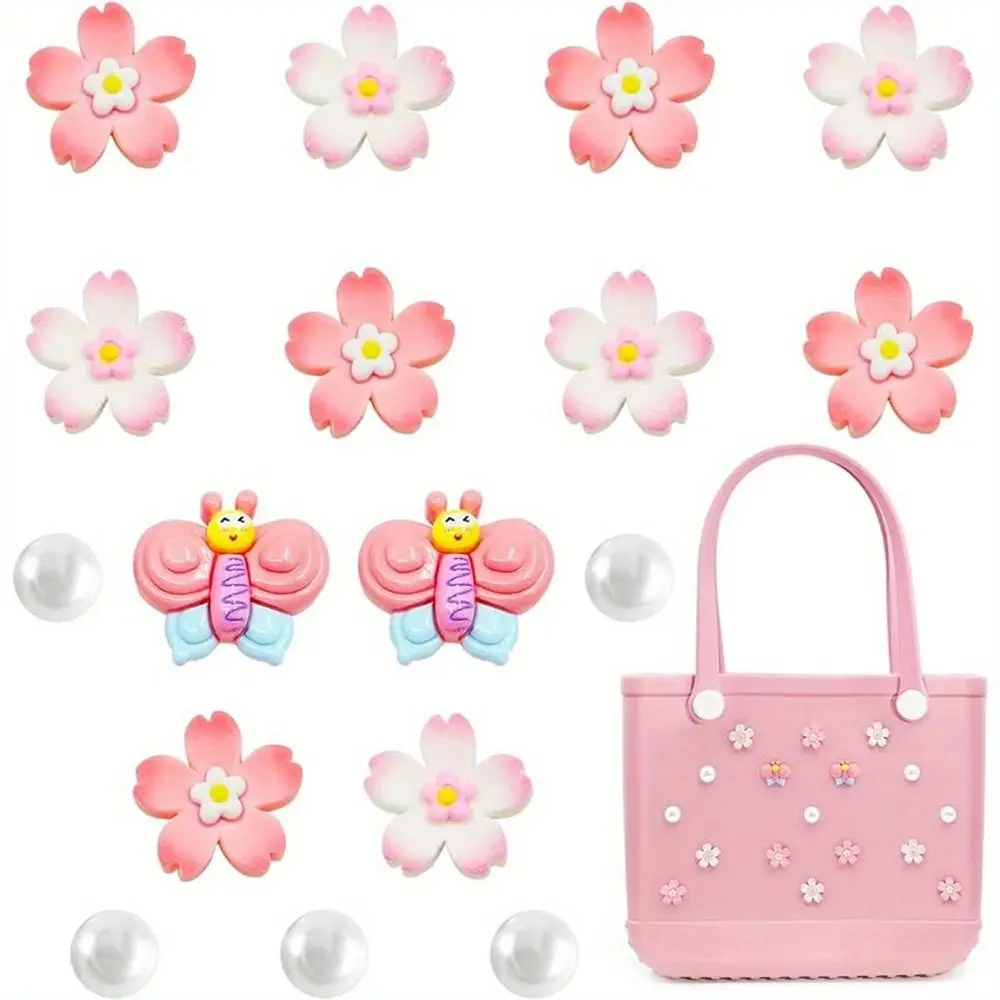 

17Pcs DIY Flowers Charms for Bogg Bag Waterproof Handbag Beach Bag Accessories Charms PVC for Bogg Bag/Beach Bag