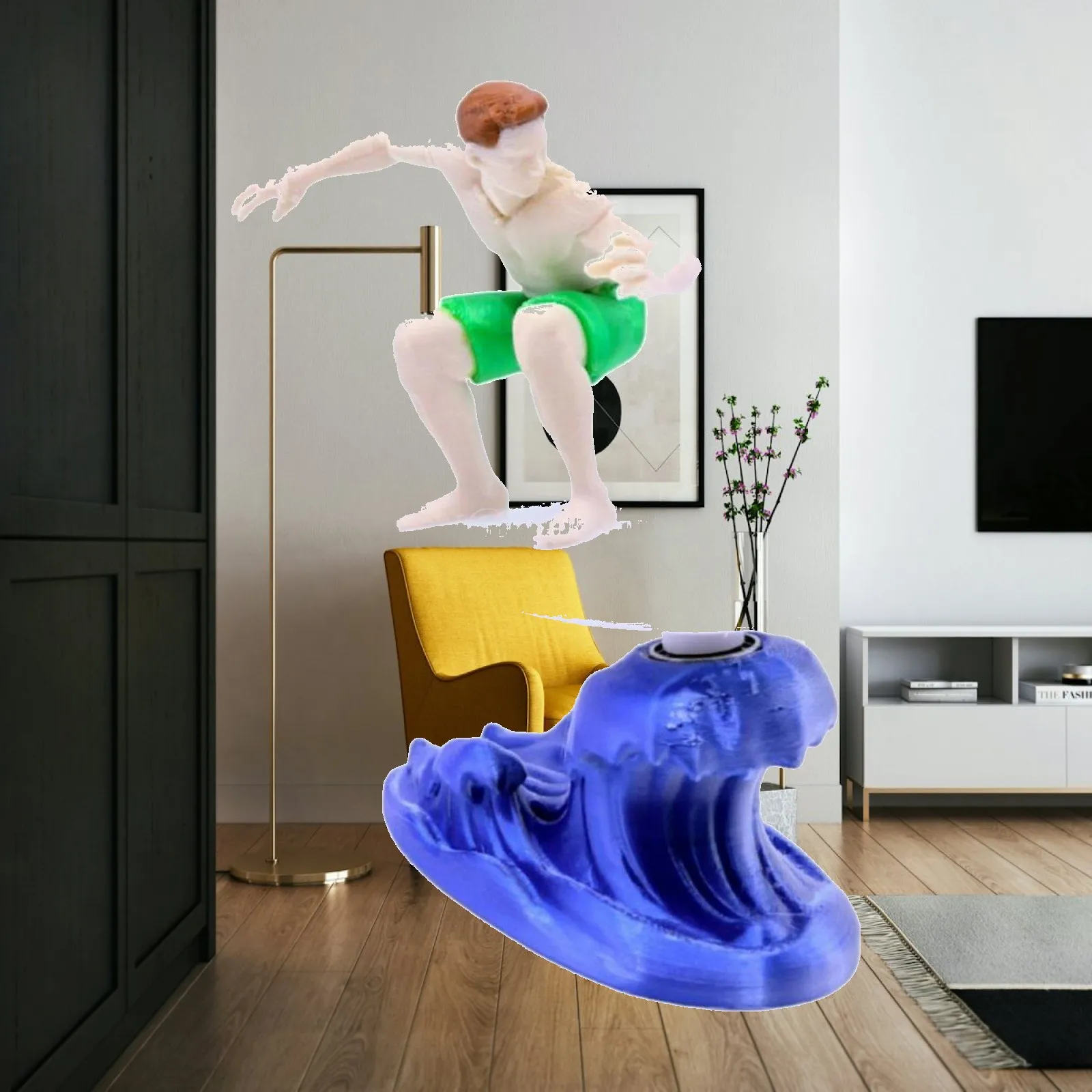Swivel Surfing Figurine for Car Dashboard PLA Crafted Vibrant Colors Fun Moving Desk Ornament for Friends