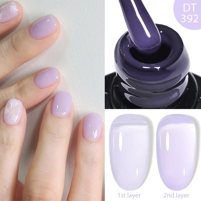 MEET ACROSS 7ml Jelly Nude Quick Extension Gel Nail Polish Transparent Simple Purple Pink Nude Quick Building Gel Nail Art
