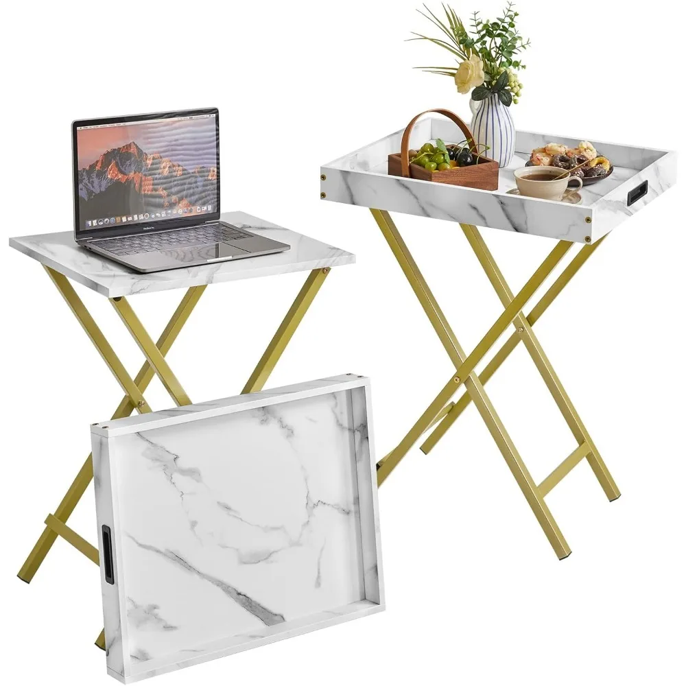 

TV Tray Set of 2 TV,End Table with Removable Food Serving Tray,Portable Wooden Snack Table for Livingroom, Bedro