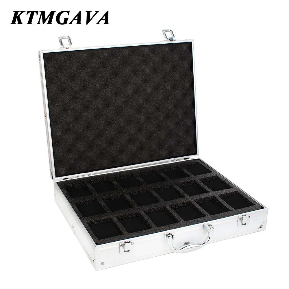 KTMGAVA 10/12/18 Grid Aluminium Legierung Schwarz Uhr Lagerung Box Schmuck Sammlung Box Tragbare Große Kapazität Uhr Box Qualität geschenk Box 3