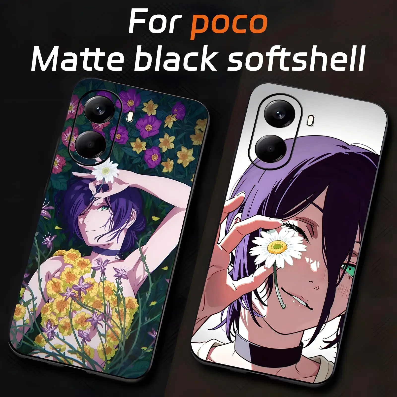 Chainsaw Man Reze  Phone Case For Xiaomi POCO M7 M6 M5 X7 X6 X5 F7 F6 F5 Pro 5G Soft black Shockproof Cover