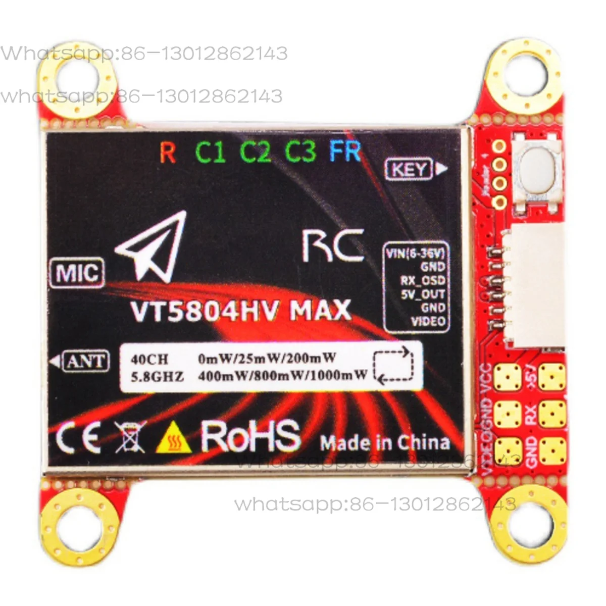 For VT5804HV MAX 5.8G 1W VTX 40CH FPV Video Transmitter OSD Adjustment Parameters NTSC/PAL for FPV RC Drone