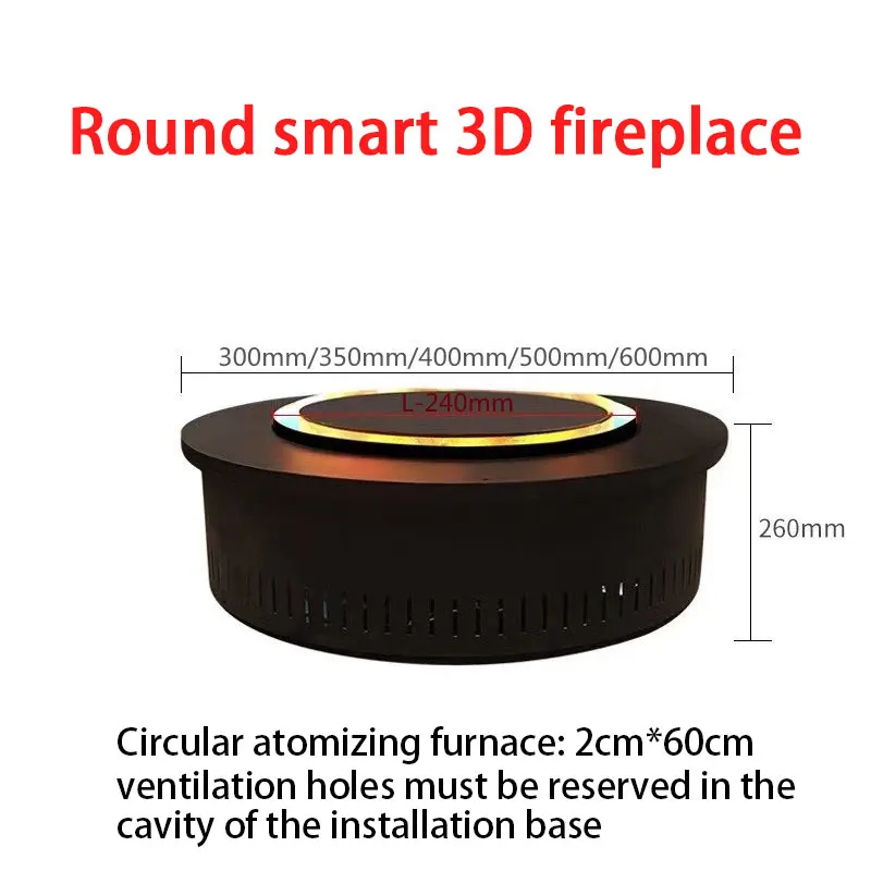 Circular smart 3D Fireplace APP Color adjustment Home interior decoration RGB artificial simulated flame water steam fireplace