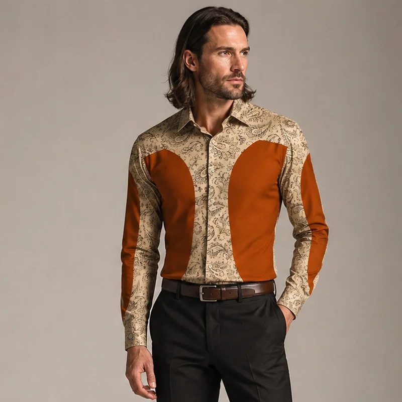 2027 Hot Selling Cross-border European American Men Lapel Collar Long Sleeve Shirt  Double Pockets Casual Blouse Tops For Men