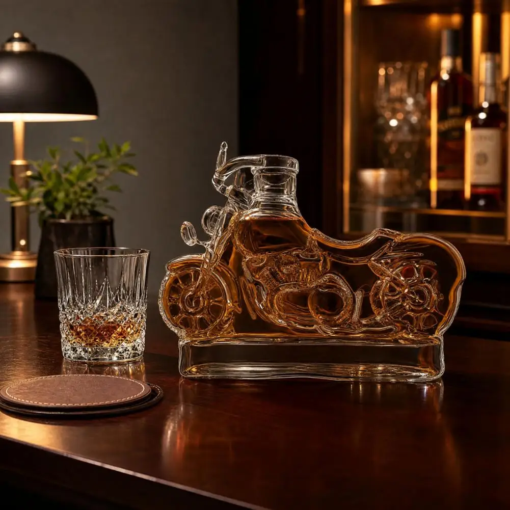 

Sealed Cap Whiskey Bottle Odor-free Glass Bottle Motorcycle Whiskey Decanter Glass Bottle with Stopper Dragon Whiskey Decanter