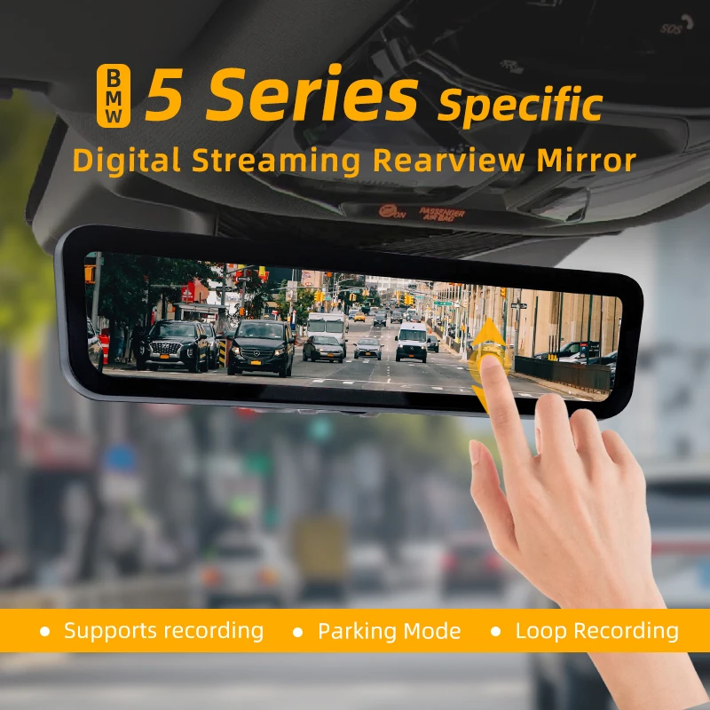 SINJET For BMW 5 Series G60 With HD Night Vision Camera Dash cam 9.2 inch Touch Screen Car Electronics Digital rearview mirror