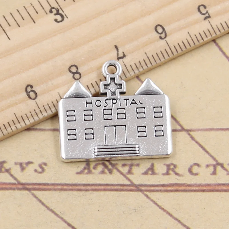 10pcs Charms Hospital Building 21x23mm Tibetan Silver Color Jewelry Antique Pendants DIY Craft Handmade Making