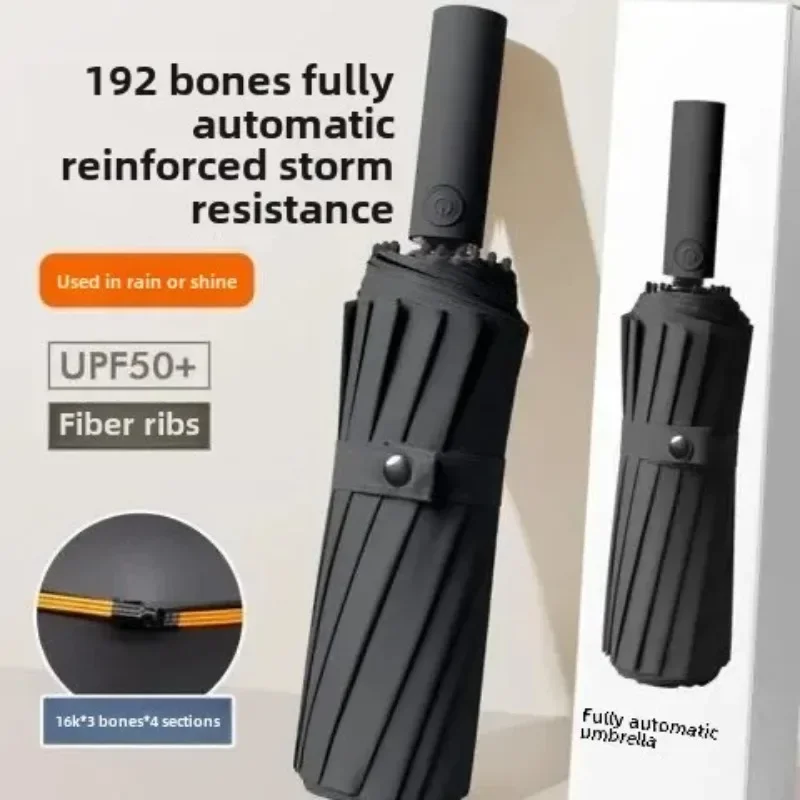 

Automatic Large Size Thickened Reinforced Windproof Sunshade Umbrella Unisex For Outdoor Use Solar And Rain Protection